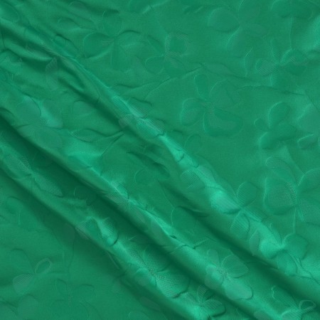 Green mikado jacquard floral